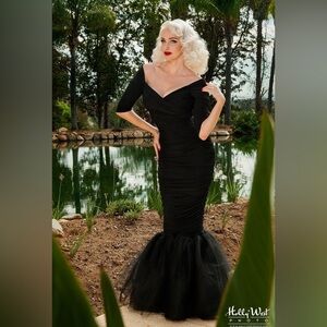 Laura Byrnes Pinup Couture S Elegant Black Evening Dress